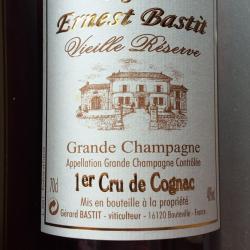 COGNAC VIEILLE R&Eacute;SERVE  Grande CHAMPAGNE  BASTIT ERNEST 70CL ancien intact une l&eacute;gende