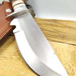 COUTEAU SKINNER 28CM MANCHE OS JIGGED ETUI EN CUIR