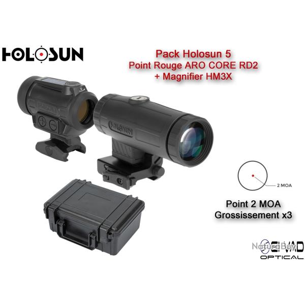 Pack Holosun 5 - Point Rouge ARO CORE RD2 + Magnifier HM3X
