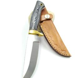 Poignard Chasseur de Pakkawood noir  avec Etui en Cuir