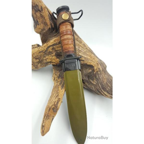 POIGNARD COUTEAU DE COMBAT TYPE USM3 MANCHE CUIR 548412