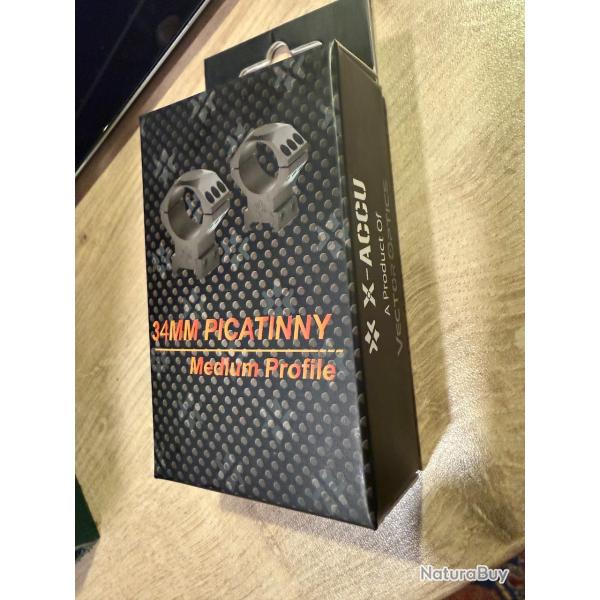 Colliers Vector Optics 34 mm hauteur medium (35mm) Neufs.