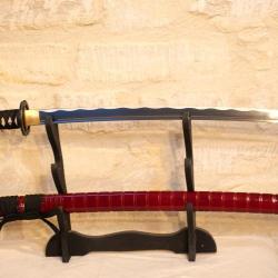 sabre japonais katana fourreau couleur bordeaux bonne qualit&eacute; EBR24JAP009