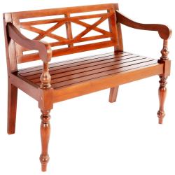 Banc de jardin banquette batavia 98 x 50 x 82 cm bois d'acajou massif marron fonc&eacute; 02_0010924