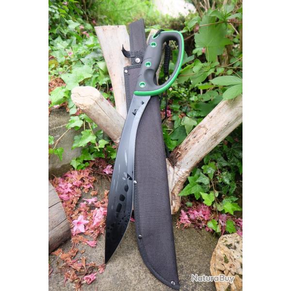 Sabre Kukkri Pirate Somalien Lame Acier 3Cr13 Manche Green Etui Nylon Machette Tactical Garde