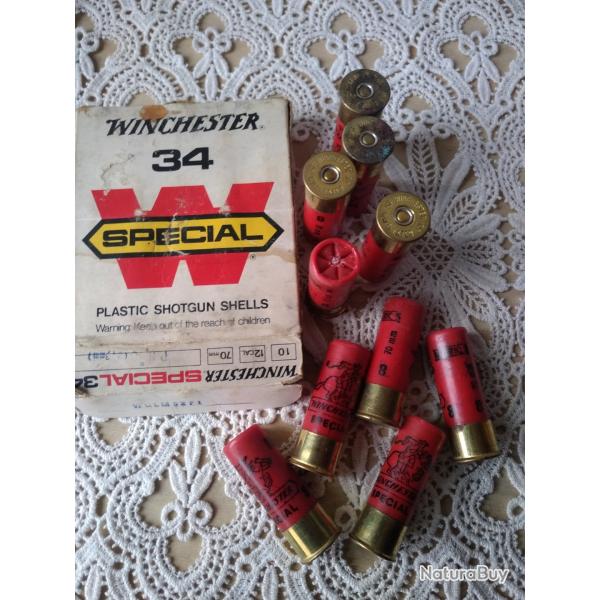 10 ANCIENNES  CARTOUCHES DE COLLECTION WINCHESTER cal 12 DANS LEUR BOITE D'ORIGINE