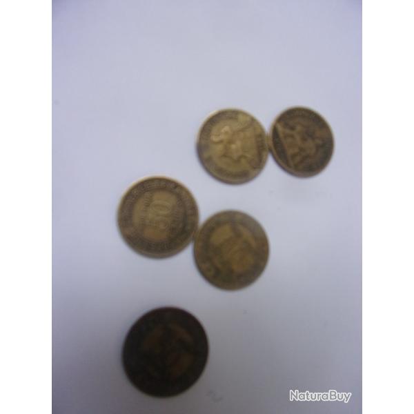 5 PIECES  "BON POUR 50 CENTIMES" de la chambre du commerce et industries (5 X 50 centimes)