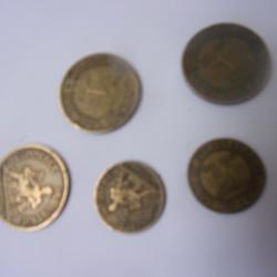 5 pi&egrave;ces"bon pour 50 cts" et "bon pour 1 f de la chambre du commerce et industries (2 X 50cts:3 x 1f