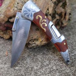 Couteau Gentleman Lame Acier Inox Manche Bois Style Navaja S&eacute;curit&eacute; Lockback Columbia 001