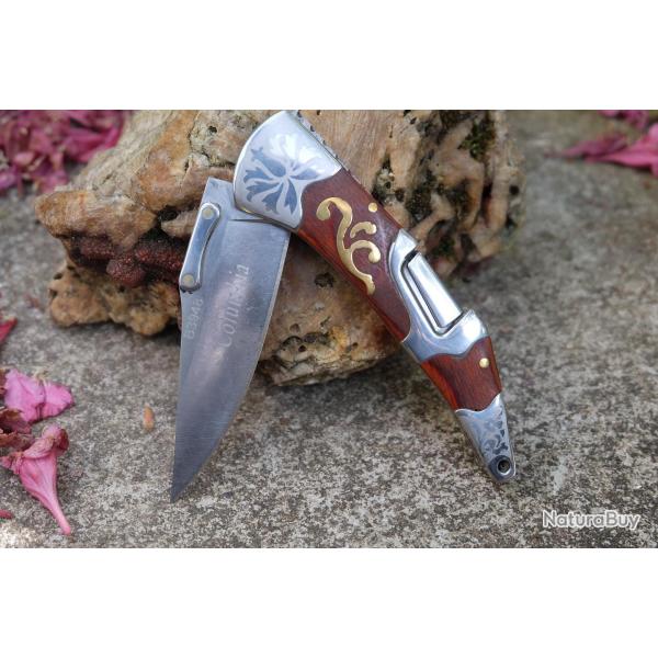 Couteau Gentleman Lame Acier Inox Manche Bois Style Navaja S�curit� Lockback Columbia 001