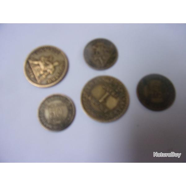 5 pi�ces"bon pour 50 cts" et "bon pour 1 f de la chambre du commerce et industries (3 X 50cts:2 x 1f