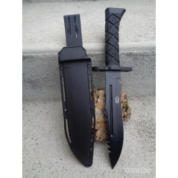 Couteau Bayonette Couteau Bowie Survie Extraction Tactical Lame Acier 3Cr15 Manche Abs Etui Nylon