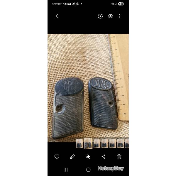 PAIRE DE PLAQUETTES DE CROSSE QUADRILLEES MARQUE FN HERSTAL BROWNING