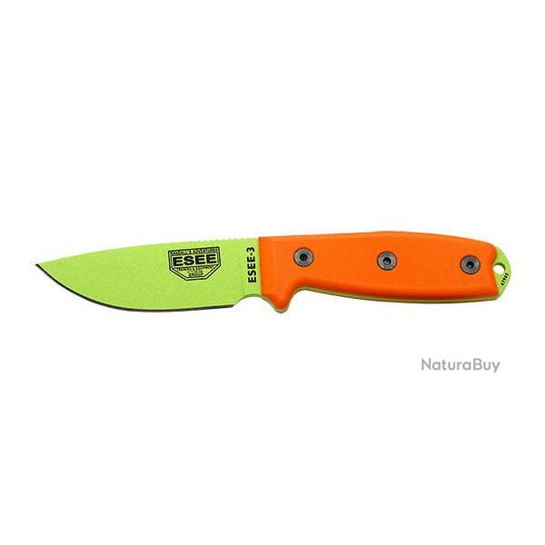 Couteau Fixe ESEE-3 - Lame Venom Green - Pommeau modifi�