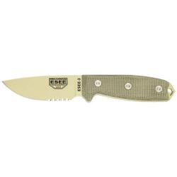 Couteau Fixe ESEE-3 - D&eacute;sert - Lame Mixte - Pommeau modifi&eacute;