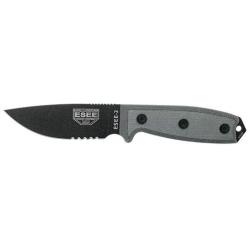 Couteau Fixe ESEE-3 - Noir - Lame Mixte - Pommeau modifi&eacute;