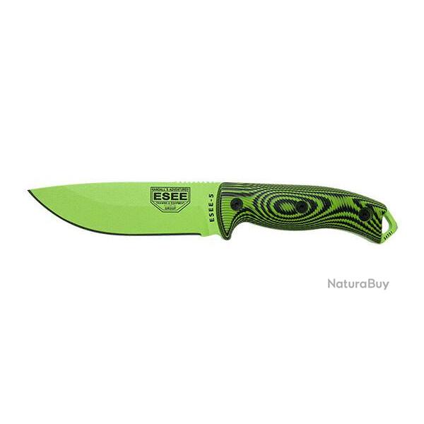 Couteau Fixe ESEE-5 - Lame Venom Green - Vert/Noir