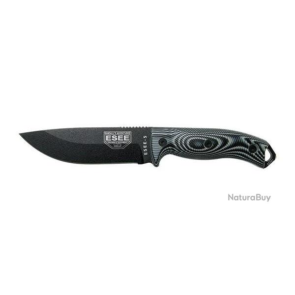 Couteau Fixe ESEE-5 - Lame Noire - Gris/Noir