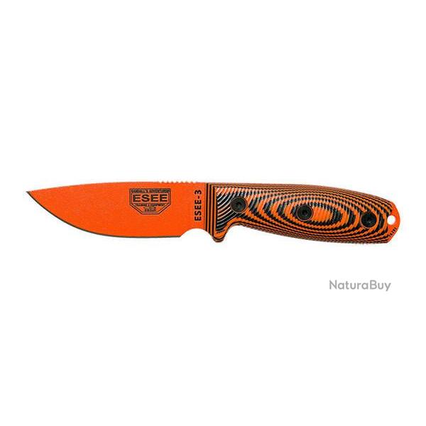 Couteau Fixe ESEE-3 - Lame Orange - Orange/Noir