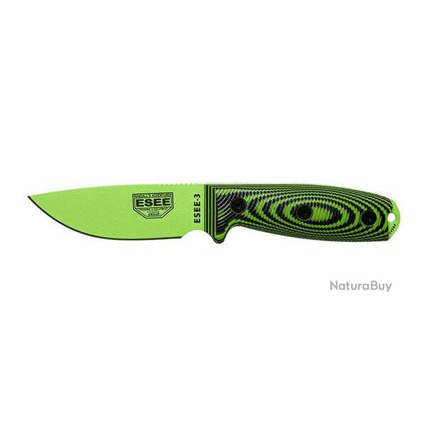 Couteau Fixe ESEE-3 - Lame Venom Green - Vert/Noir