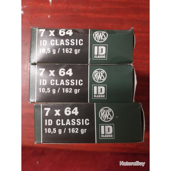 BALLES RWS 7X64 ID CLASSIC 10.5G . 3 BOITES DE 20 CARTOUCHES