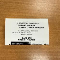 300 AAC BLACKOUT SAKO 137A OTM SUBSONIC BOITE DE 30 BALLES VENDU PAR 4 BOITES  +FRAIS DE PORT OFFERT