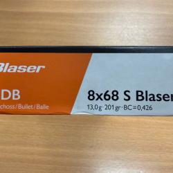 BLASER CDB 8X68S BLASER 13G/201GR BOITES DE 20 BALLES .VENDU PAR 2 BOITES+FRAIS DE PORT OFFERT