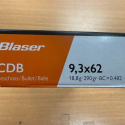 BLASER 9.3X62 CDB 18.8G/290GR BOITE DE 20 BALLES VENDU PAR 2 BOITES +FRAIS DE PORT OFFERT