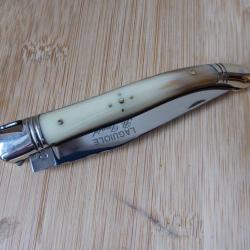 Ancien couteau pliant LAGUIOLE R DAVID corne blonde Thiers France Comme Neuf