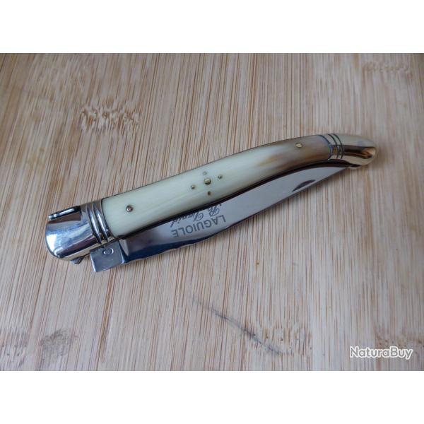 Ancien couteau pliant LAGUIOLE R DAVID corne blonde Thiers France Comme Neuf