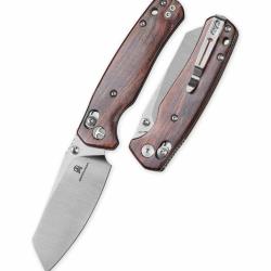 Couteau Bestechman Cicada's Wing Lame Acier 10Cr15MoV Manche Desert Ironwood B-Lock BTKMK06W3