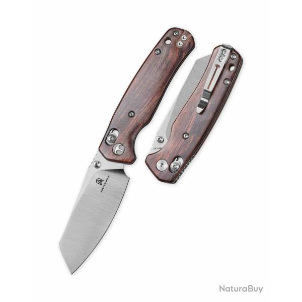 Couteau Bestechman Cicada's Wing Lame Acier 10Cr15MoV Manche Desert Ironwood B-Lock BTKMK06W3