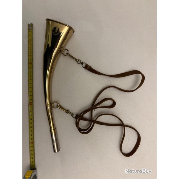 Trompe de chasse 33cm avec lani�re cuir