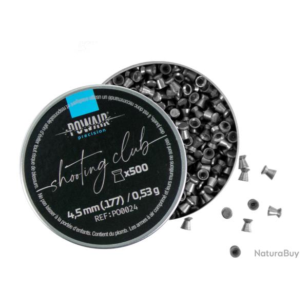 PLOMB  plats Shooting club Powair - Cal.   4.5 mm  Boite de 500
