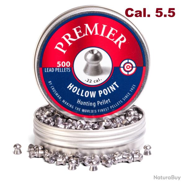 PLOMB  Crosman Premier  HOLLOW  POINT   5.5 mm  Boite de 500