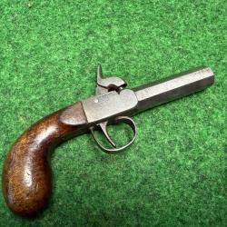 PISTOLET A COFFRE A PERCUSSION  CANON LISSE  19 &Egrave;ME