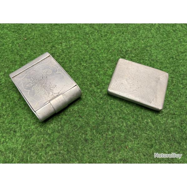 DEUX �TUIS A CIGARETTES ARTISANAT DE TRANCH�ES  WW 1