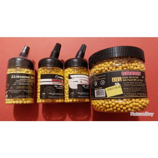 8000 billes plastiques 0.12 gr, 6 mm, airsoft