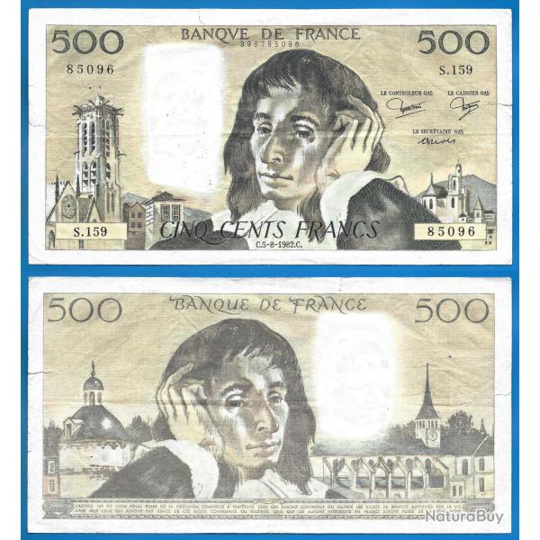 France 500 Francs 1982 Pascal Grand Billet Franc