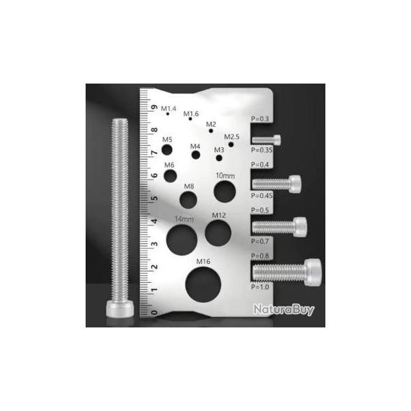 PLAQUE JAUGE VISSERIE BOULONNERIE POUR MESURER ET VERIFIER LES PAS DE VIS