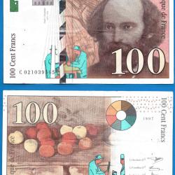 France 100 Francs 1997 Cezanne Peintre Billet Billet Frc Frs Frcs Europe
