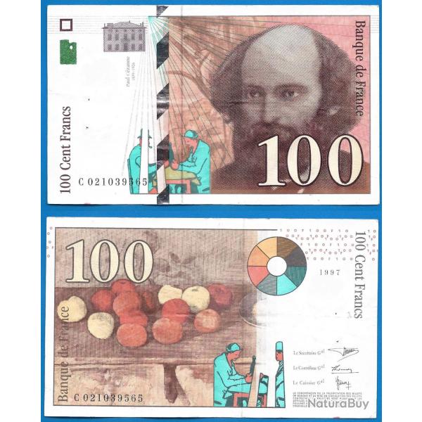 France 100 Francs 1997 Cezanne Peintre Billet Billet Frc Frs Frcs Europe