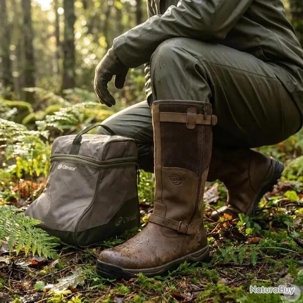 Bottes chasse cuir marron fourr�e Iceland Gore Tex + sac
