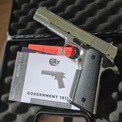 PISTOLET "COLT GOVERNMENT" 1911 mod&egrave;le A1 - CAL 9MM PAK - CHROME