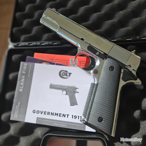 PISTOLET "COLT GOVERNMENT" 1911 mod�le A1 - CAL 9MM PAK - CHROME