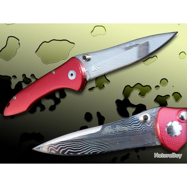 Couteau pliant custom Ti Nives damas inox rare