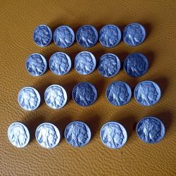 Lot de 20 boutons &agrave; t&ecirc;te Sioux (Diam&egrave;tre 22 mm)