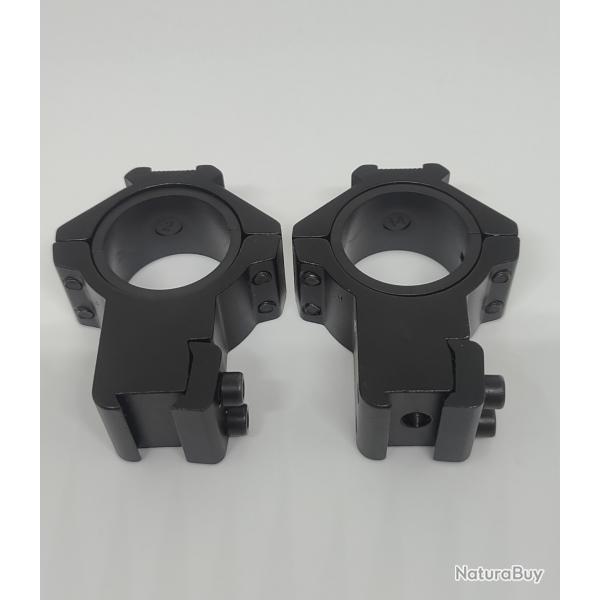 Colliers de montage haut 11mm pour optique 30mm ou 25,4mm