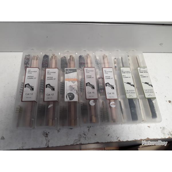 Lot de 7 kit de nettoyages cal.12 / 16/ 22lr/ 223/ 222/ 5,6mm