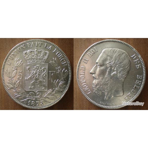 Belgique 5 Francs 1873 Argent Leopold 2 Roi Des Belges Piece Frcs Frs Frc